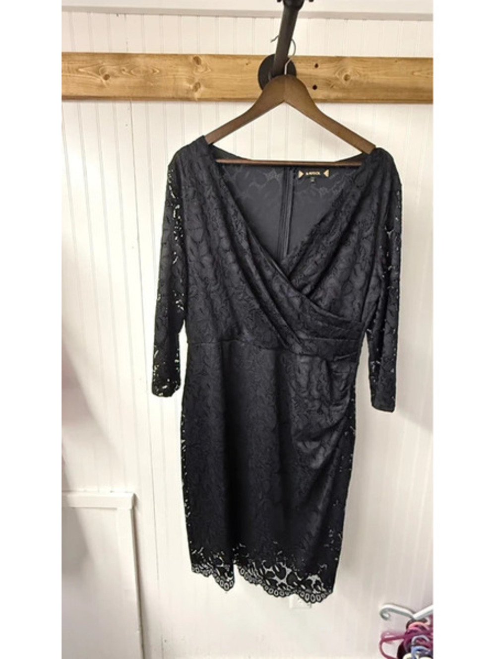 Misoul Floral Lace Rushed Wrap Cocktail little black Dress 2xl new date night